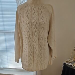 The Limited Ivory Cable Knit Turtleneck Sweater